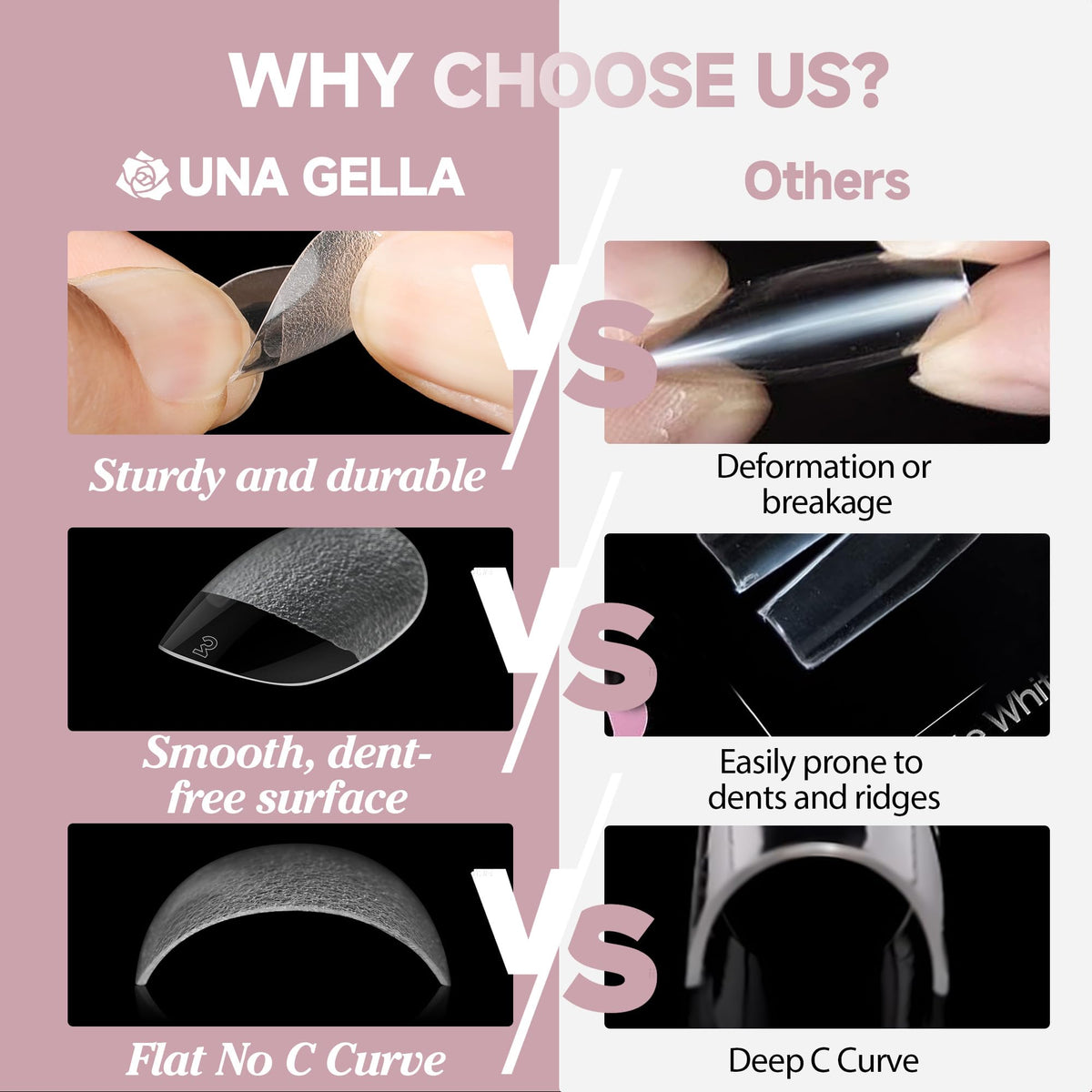 UNA GELLA Almond Gel Nail Tips 504PCS Pre-Etched Clear Fake Nails Tips