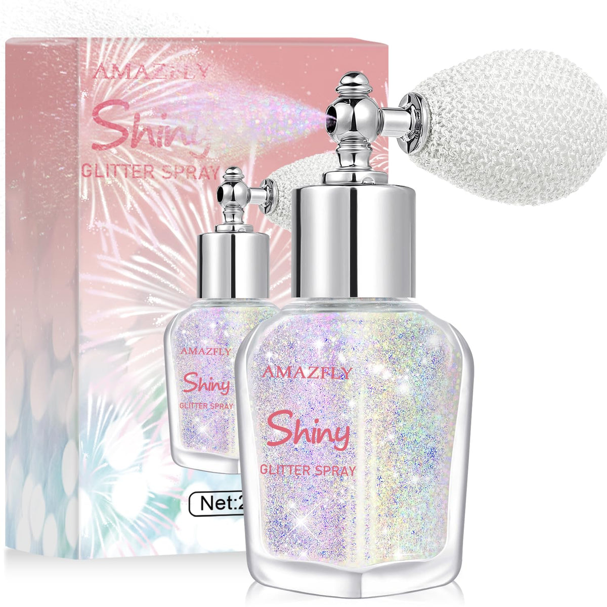 Hair and Body Glitter Spray, Shimmering Powder Sparkle Powder Makeup, Glitter Loose Sparkle Makeup for Body Highlighter,Festival Prom Rave Accessories (Glint-Rainbow)