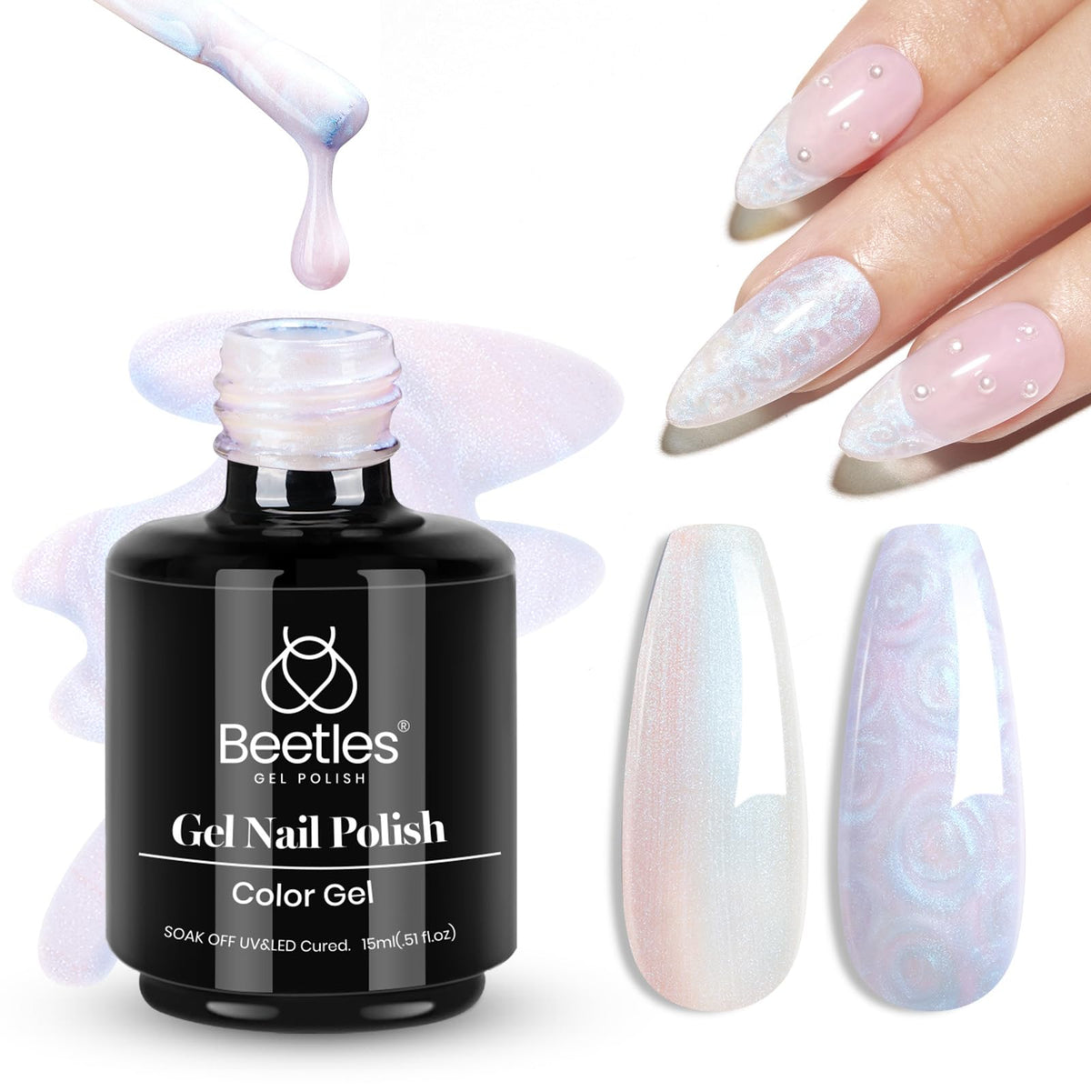 Beetles White Gel Nail Polish, 1pc 15ml White Gel Polish