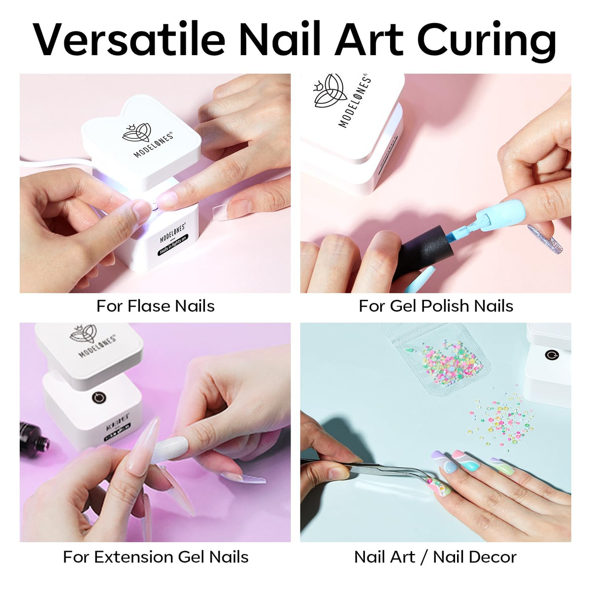 modelones Mini UV Light for Gel Nails Flash Curing 2 Timers Nail Stuff