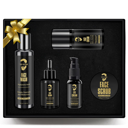 Mens Facial Skin Care Gift Set for Anti-Aging & Hydration, Face Routine Kit