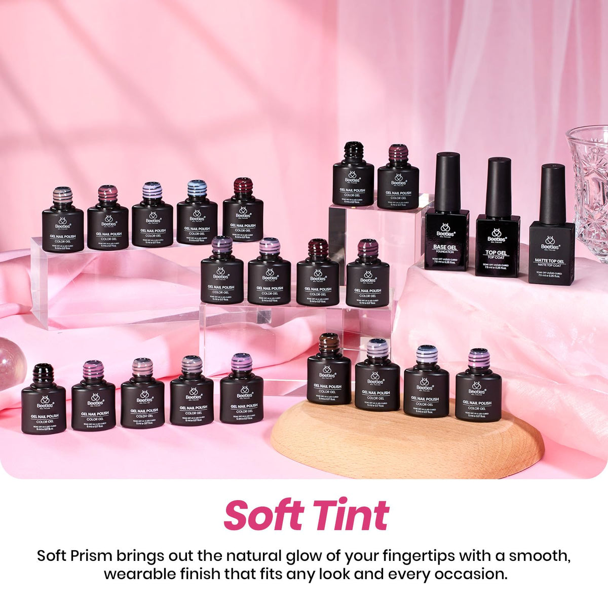 Beetles Gel Nail Polish Set, 63 PCS 55 Colors Gel Polish Kit with Base Coat