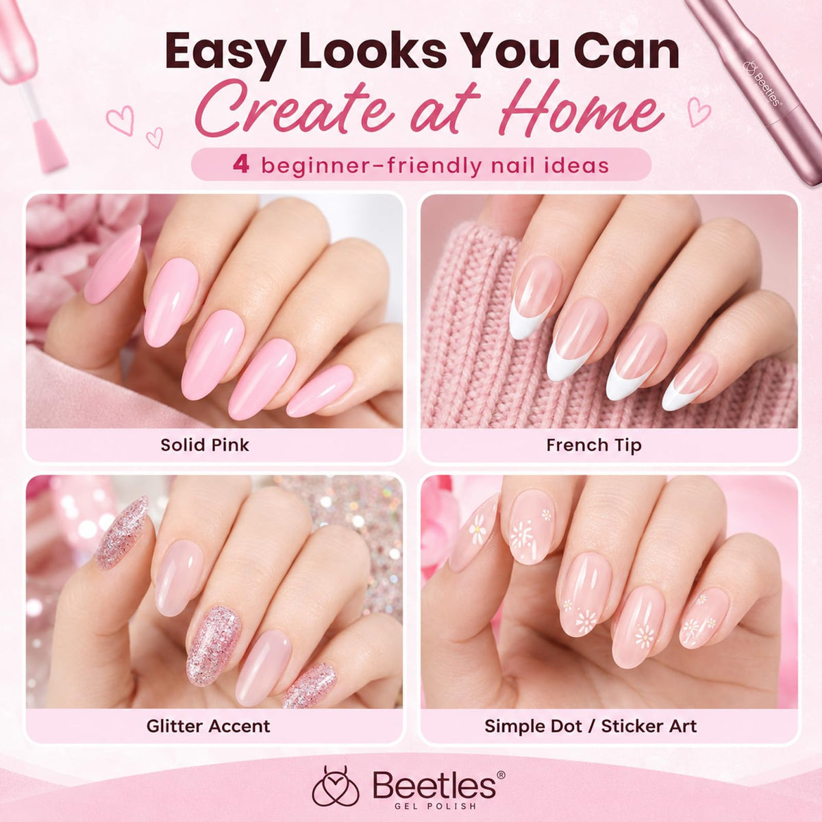 Beetles Gel Nail Polish Kit with U V Light - 80Pcs 55 Colors Gel Nail Kit