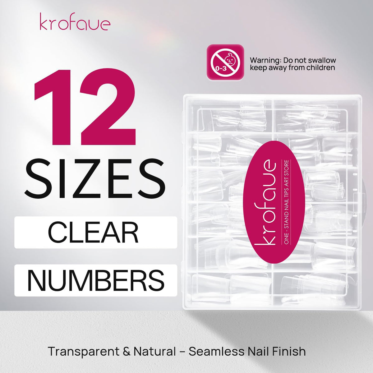 krofaue Extra Long Stiletto Nail Tips - False Clear Nais