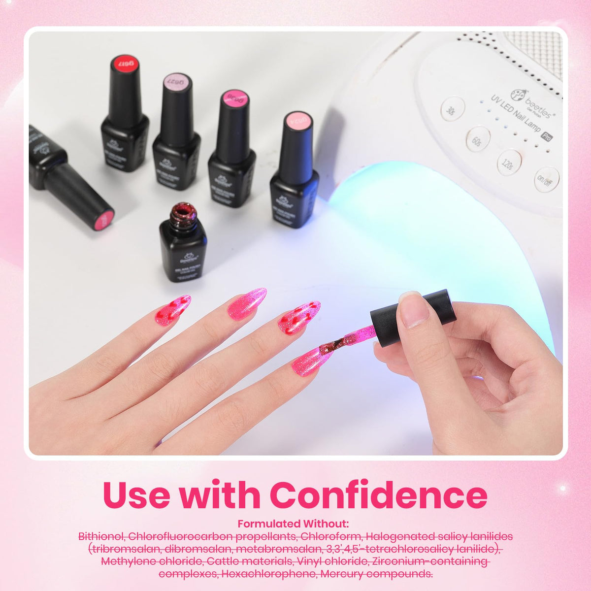 Beetles Gel Nail Polish Kit with U V Light - 80Pcs 55 Colors Gel Nail Kit