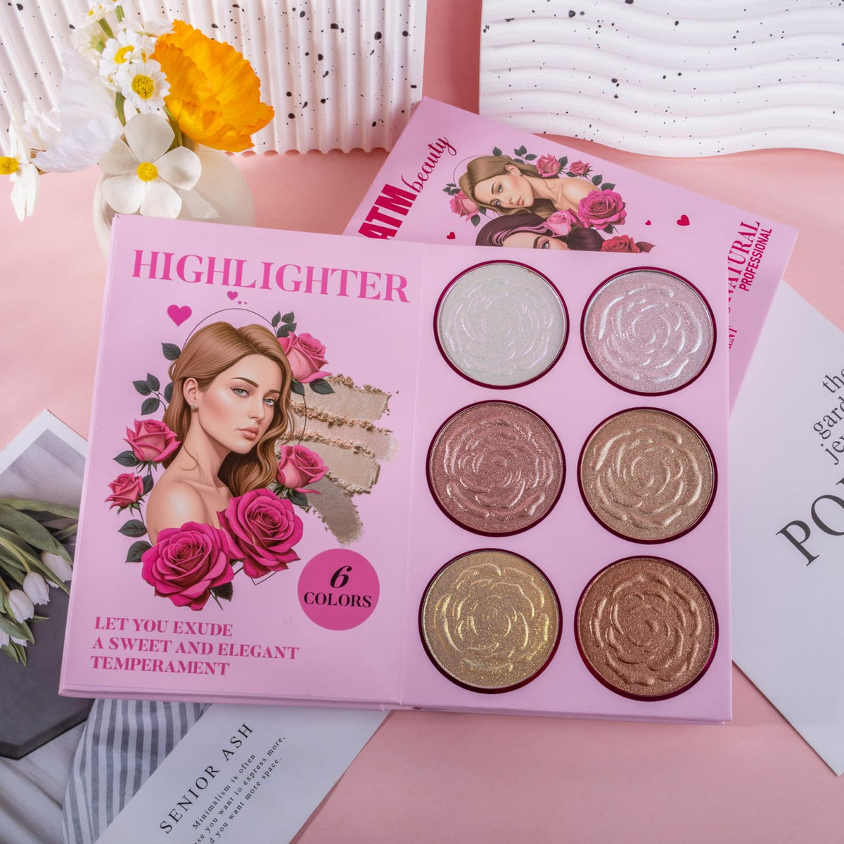 RoseFlower Make Up Set, Eyeshadow Blush Highlighter Contour Kit