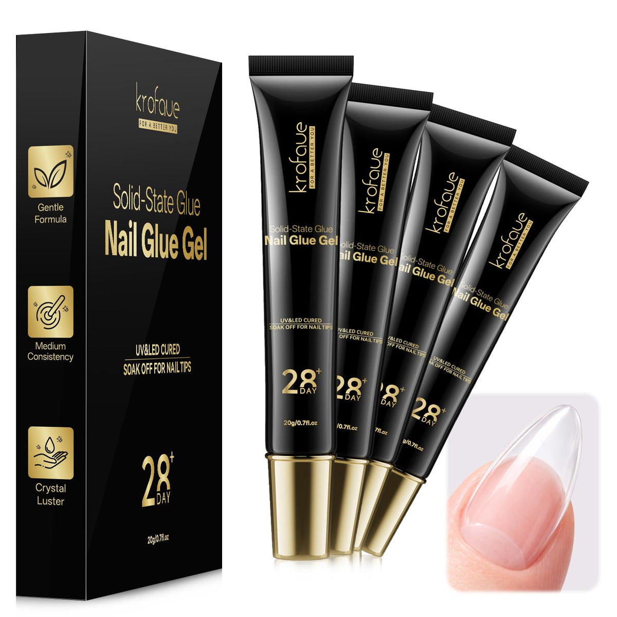 krofaue Extra Long Stiletto Nail Tips - False Clear Nais