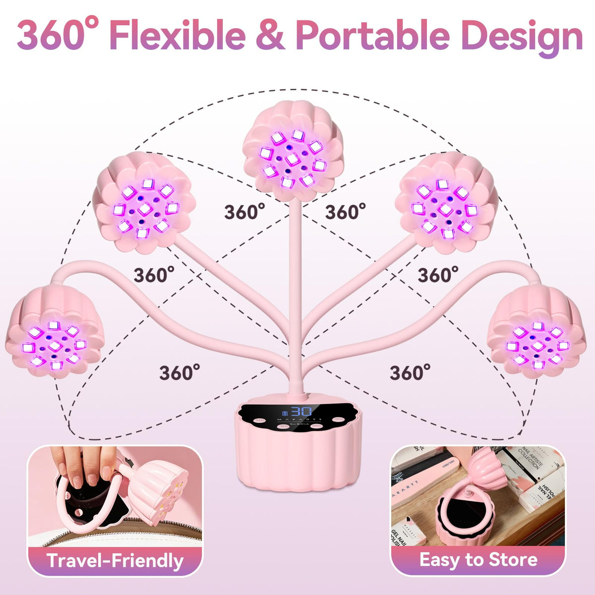 Makartt Cordless Gooseneck UV Nail Lamp for Gel-X Nails, Flash Cure