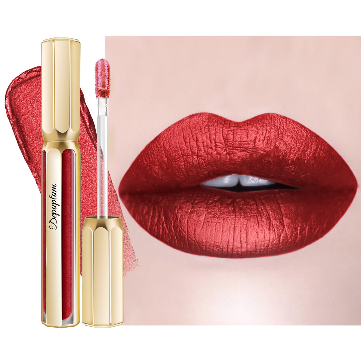 Depuplum Purple Lipsticks for Women Metallic Glitter Lipstick Long Lasting