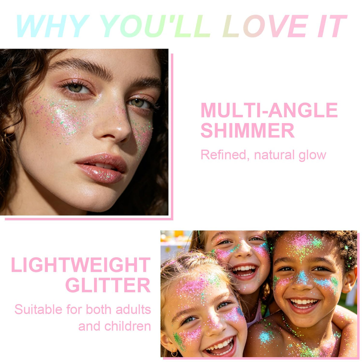 Scarman Hair and Body Glitter Spray, 1PC Glint-Rainbow Hairspray Powder