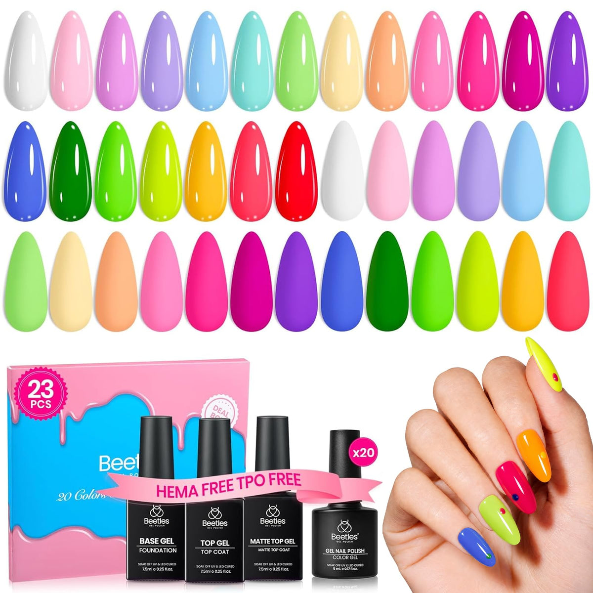 Beetles Cat Eye Gel Nail Polish Set, 36 Colors Magnetic Fall Gel Polish Kit