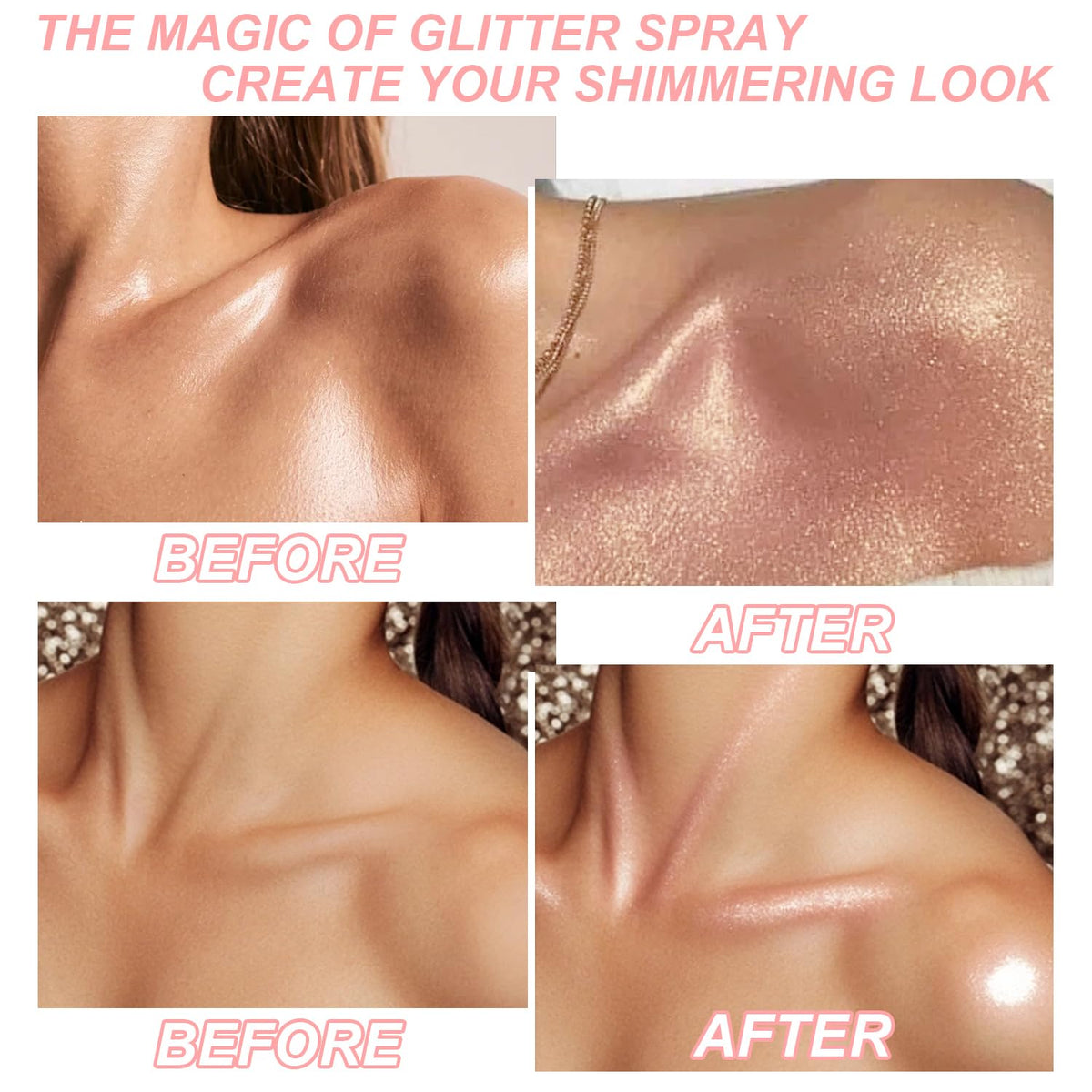 Hair and Body Glitter Spray, Shimmering Powder Sparkle Powder Makeup, Glitter Loose Sparkle Makeup for Body Highlighter,Festival Prom Rave Accessories (Glint-Rainbow)
