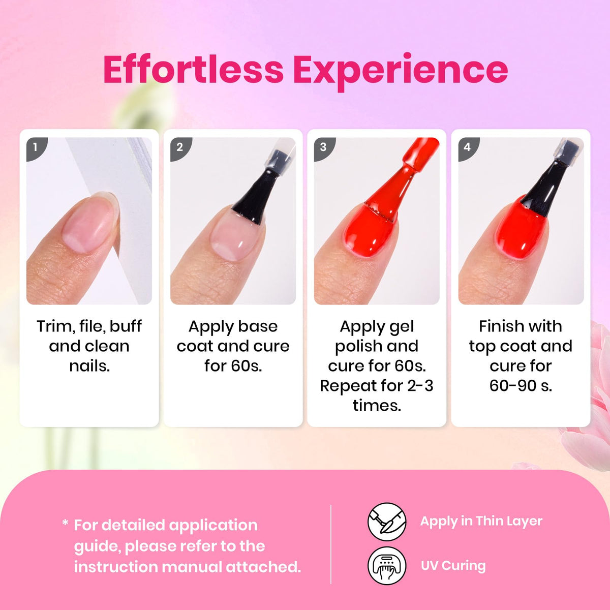 Beetles Gel Nail Polish Set, 63 PCS 55 Colors Gel Polish Kit with Base Coat