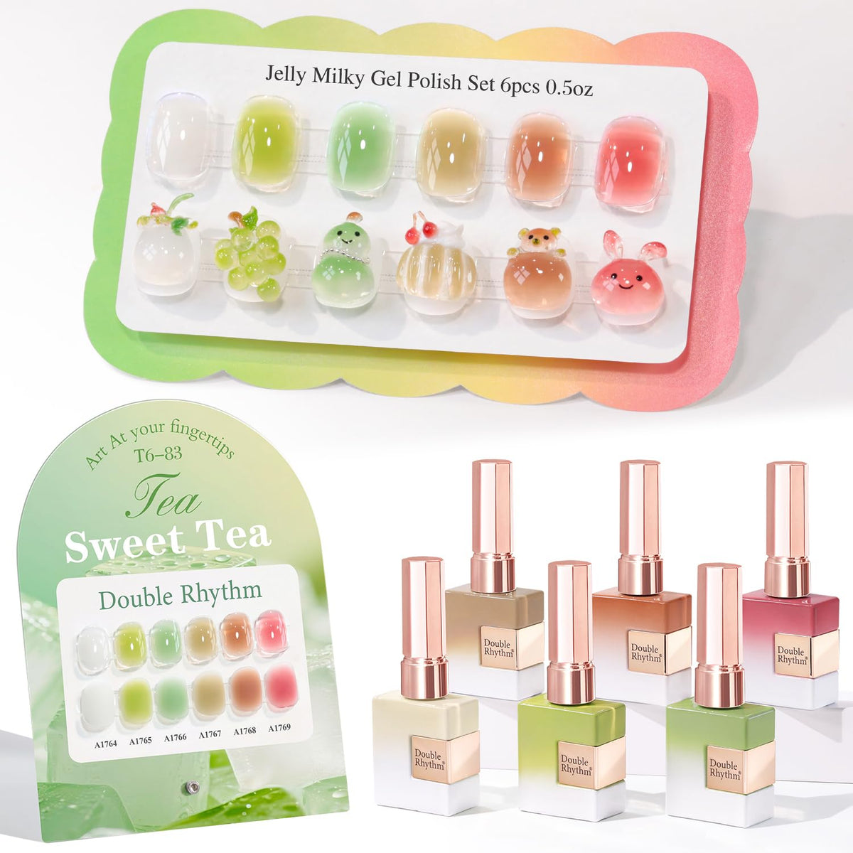 Double Rhythm 6 Pcs 15 ML Gel Polish Set Same Color Same Bottle Soak Off Gel Polish Kit Nail Art Manicure Salon DIY at Home for Women (Dark Light Brown Orange Maroon-T6-6)