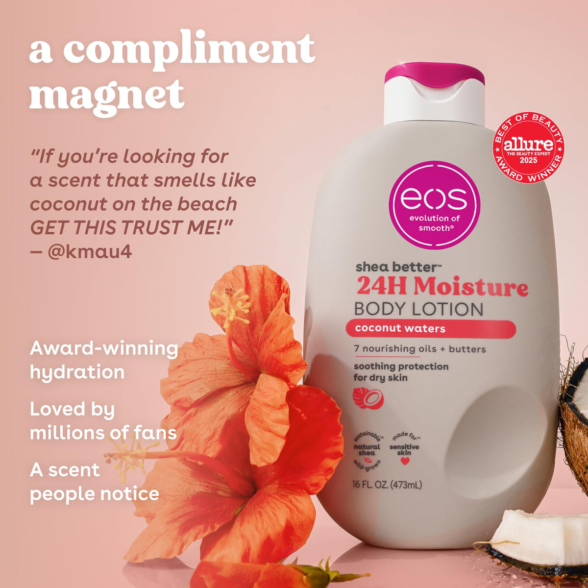 eos Natural Shea Better Body Lotion, Fresh & Cozy, 16 fl oz