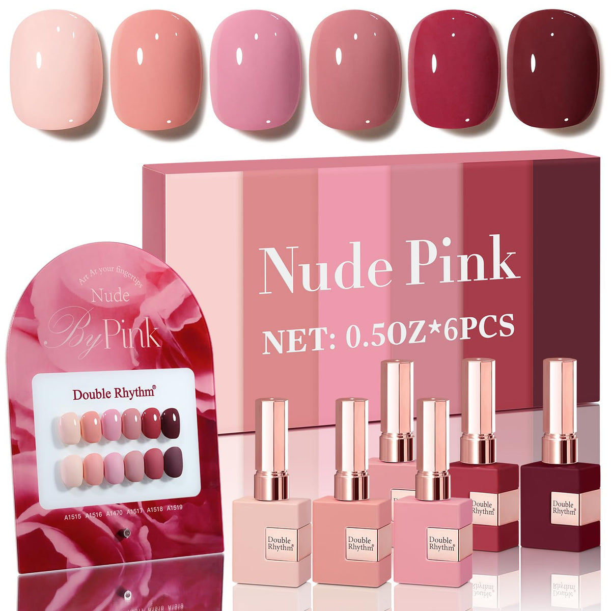 Double Rhythm 6 Pcs 15 ML Gel Polish Set Same Color Same Bottle Soak Off Gel Polish Kit Nail Art Manicure Salon DIY at Home for Women (Dark Light Brown Orange Maroon-T6-6)