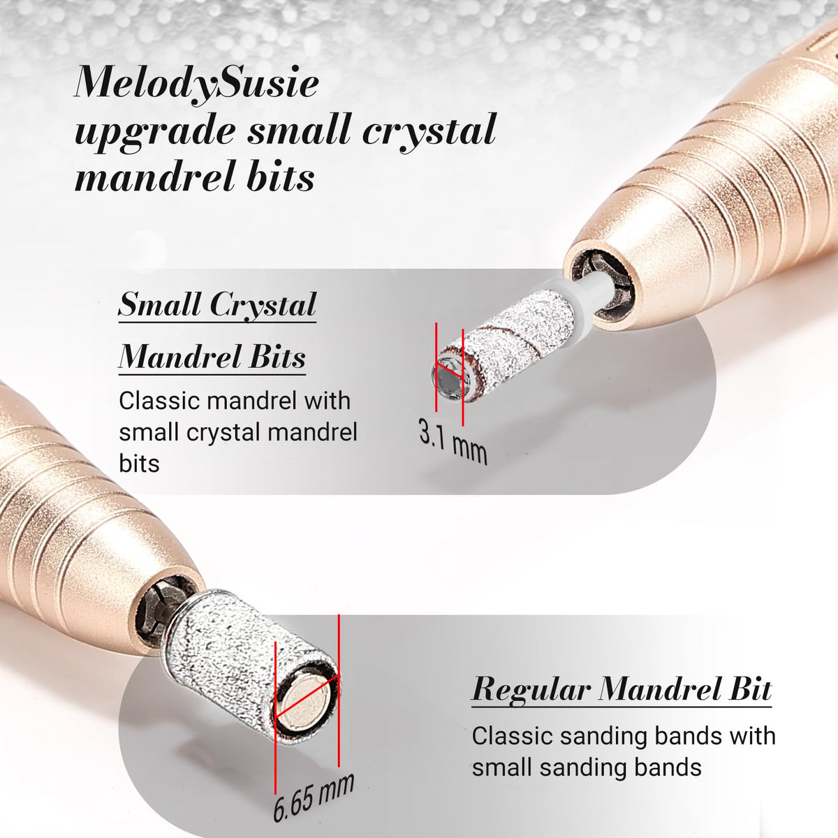 MelodySusie 120 Pcs Nail Drill Bits Small Sanding Bands for 3.1mm Mandrel Bit, 180 Fine Grit Nail File for Acrylic Nails Gel Manicures and Pedicure, Pink (Only Sanding Bands)
