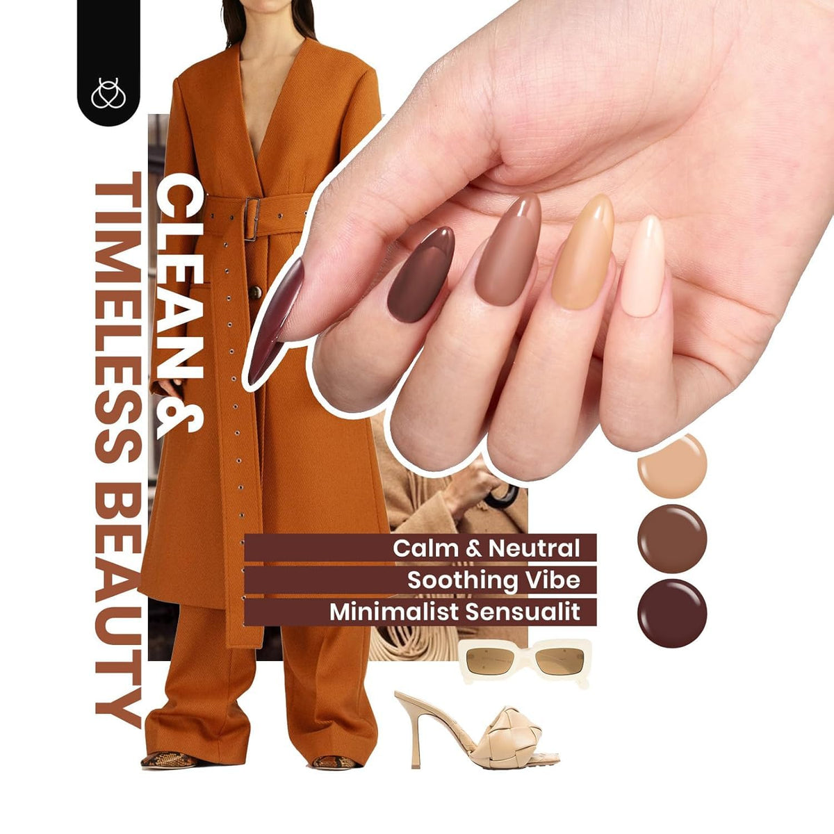 Beetles Fall Gel Nail Polish Set, 23Pcs Brown Burgundy Red Nude Pink
