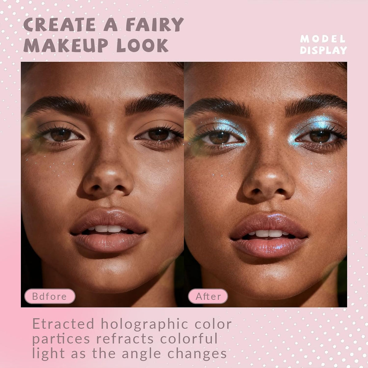 HOSAILY Holographic Duochrome Blue Glitter Eyeshadow, Color Shift Metallic Shimmer Eyeshadow Palette, Chameleon Sparkle Inner Corner Eye Highlighter, Iridescent Eye Shadow Palette Fairy Makeup#04