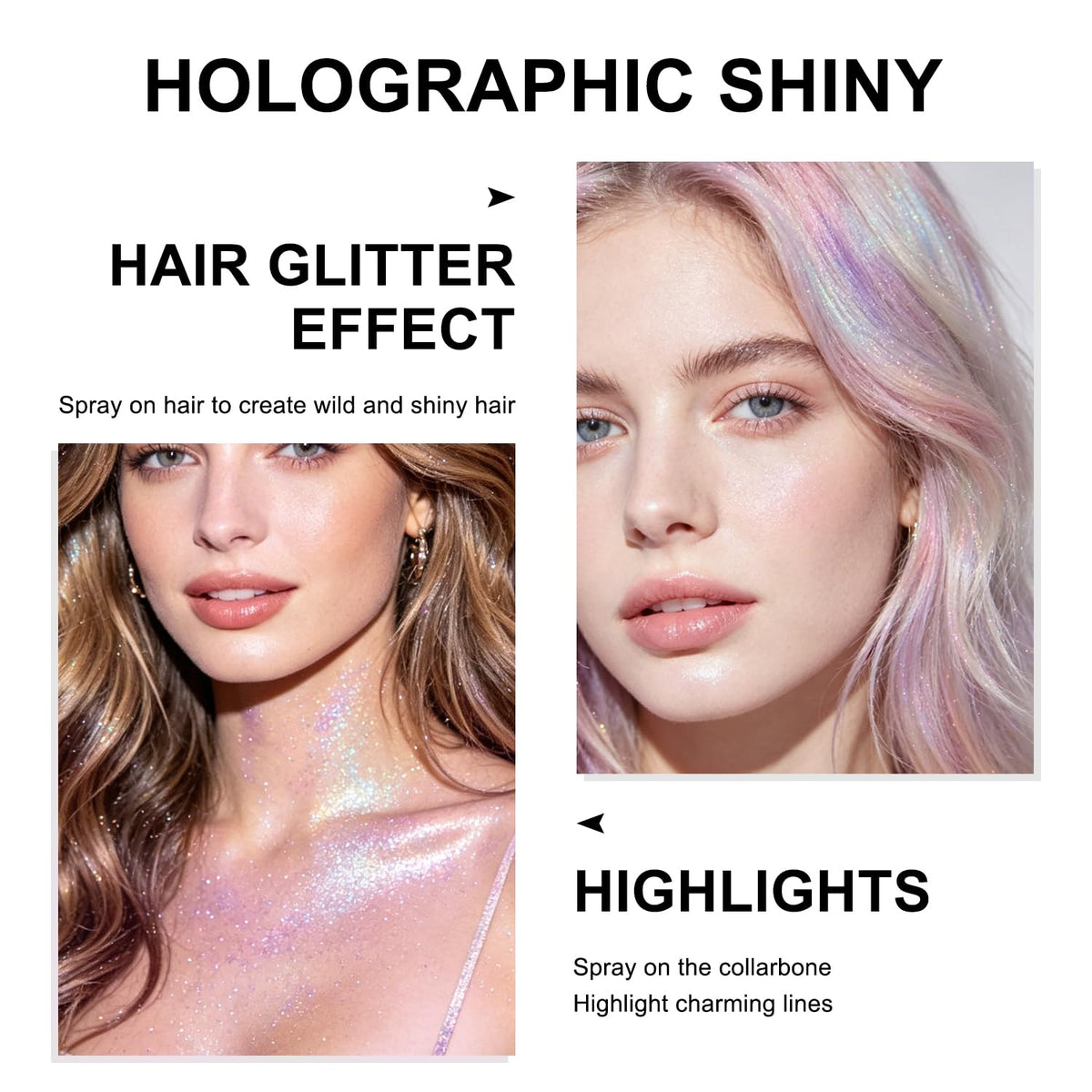 Scarman Hair and Body Glitter Spray, 1PC Glint-Rainbow Hairspray Powder