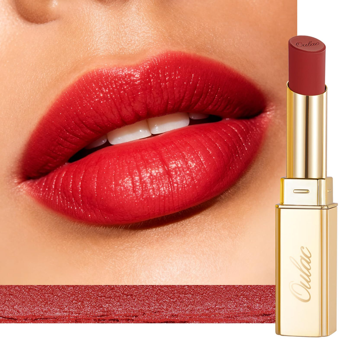 Oulac Red Matte Lipsticks for Women, Silky Velvet Matte Lipstick, Terracotta High Impact Lip Color, Soft Smooth Texture, Not Dry Lightweight Formula Infused with Vitamin E, RM06