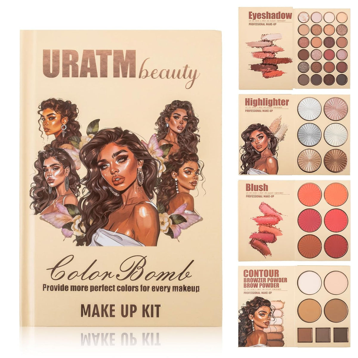 RoseFlower Make Up Set, Eyeshadow Blush Highlighter Contour Kit