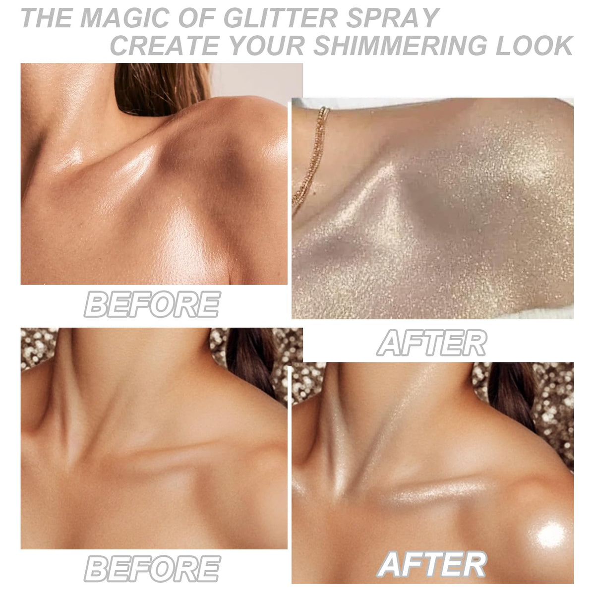 Hair and Body Glitter Spray, Shimmering Powder Sparkle Powder Makeup, Glitter Loose Sparkle Makeup for Body Highlighter,Festival Prom Rave Accessories (Glint-Rainbow)