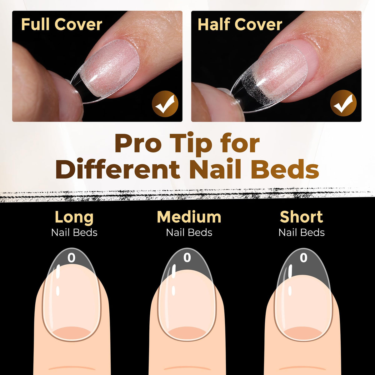 UNA GELLA Almond Gel Nail Tips 504PCS Pre-Etched Clear Fake Nails Tips