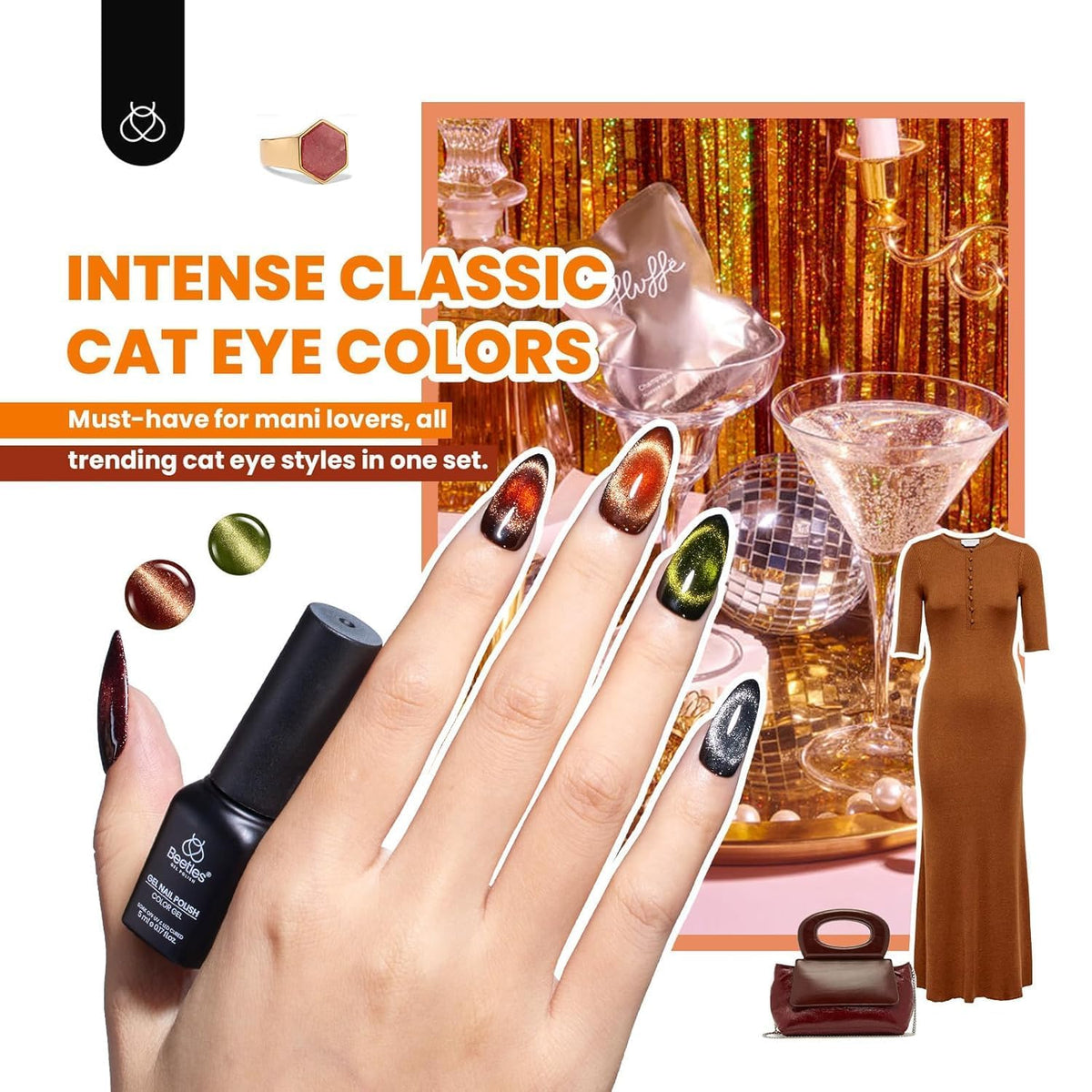 Beetles Fall Gel Nail Polish Set, 20 Colors Orange Yellow Brown