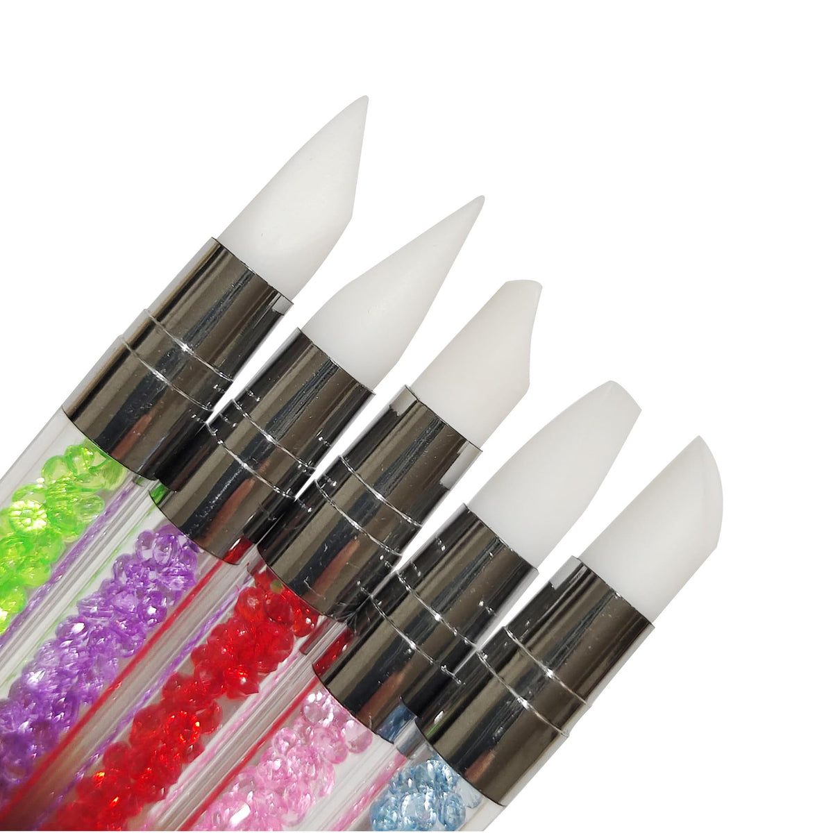 5 Pcs Nail Art Sculpture Pen Dual Tipped Silicone Nail Tools Nail Art Silicone Brushes for Design Nail Carving Drawing Shaping Effect