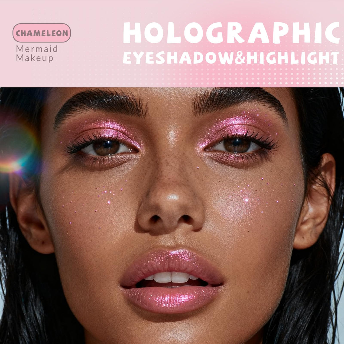 HOSAILY Holographic Duochrome Blue Glitter Eyeshadow, Color Shift Metallic Shimmer Eyeshadow Palette, Chameleon Sparkle Inner Corner Eye Highlighter, Iridescent Eye Shadow Palette Fairy Makeup#04