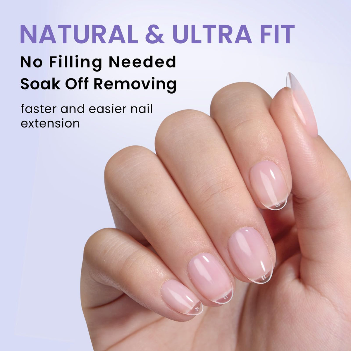 BTArtbox Half Cover Clear Fake Nails with Case, Long Square, 500 Pcs