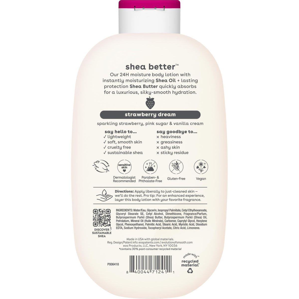 eos Natural Shea Better Body Lotion, Fresh & Cozy, 16 fl oz