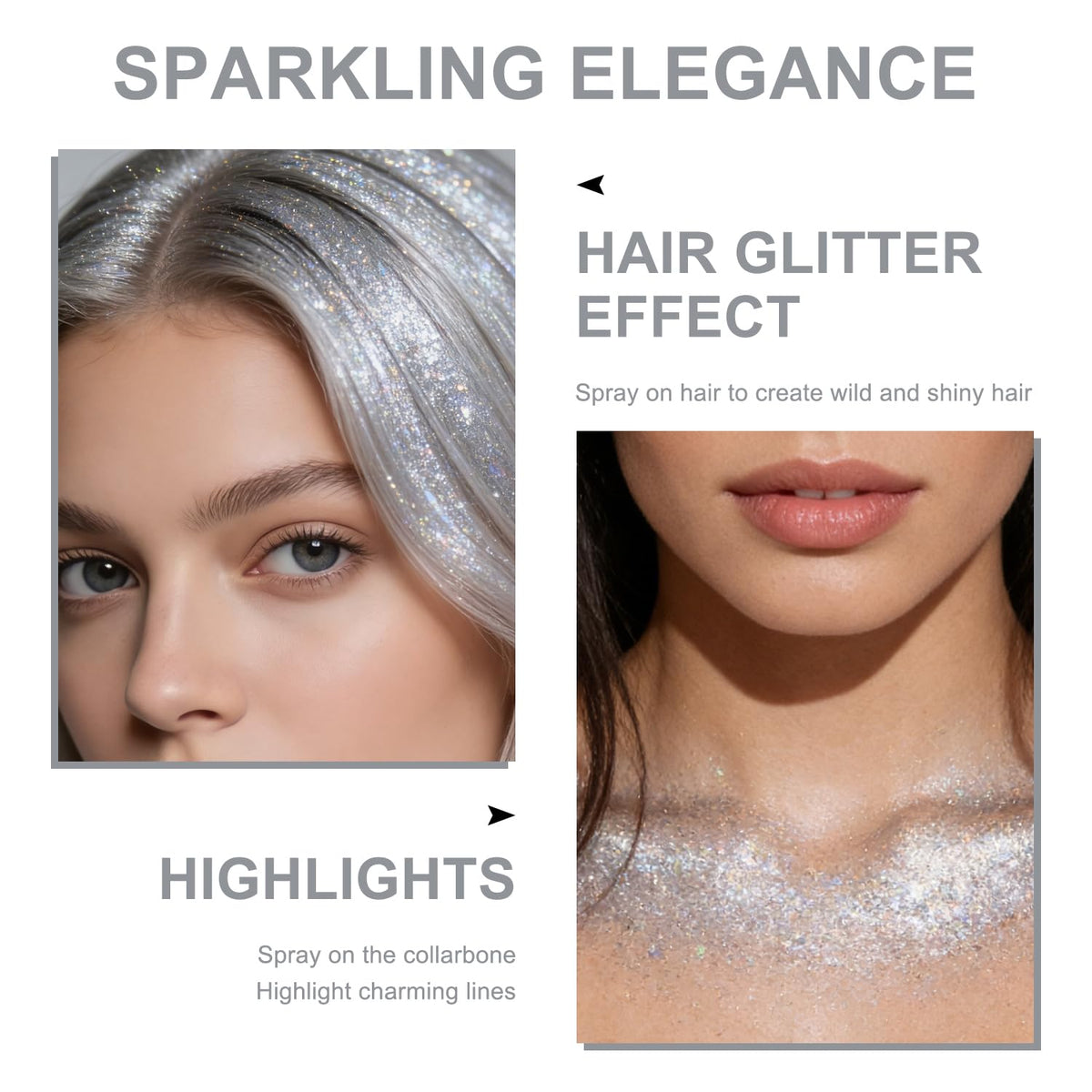 Hair and Body Glitter Spray, Shimmering Powder Sparkle Powder Makeup, Glitter Loose Sparkle Makeup for Body Highlighter,Festival Prom Rave Accessories (Glint-Rainbow)