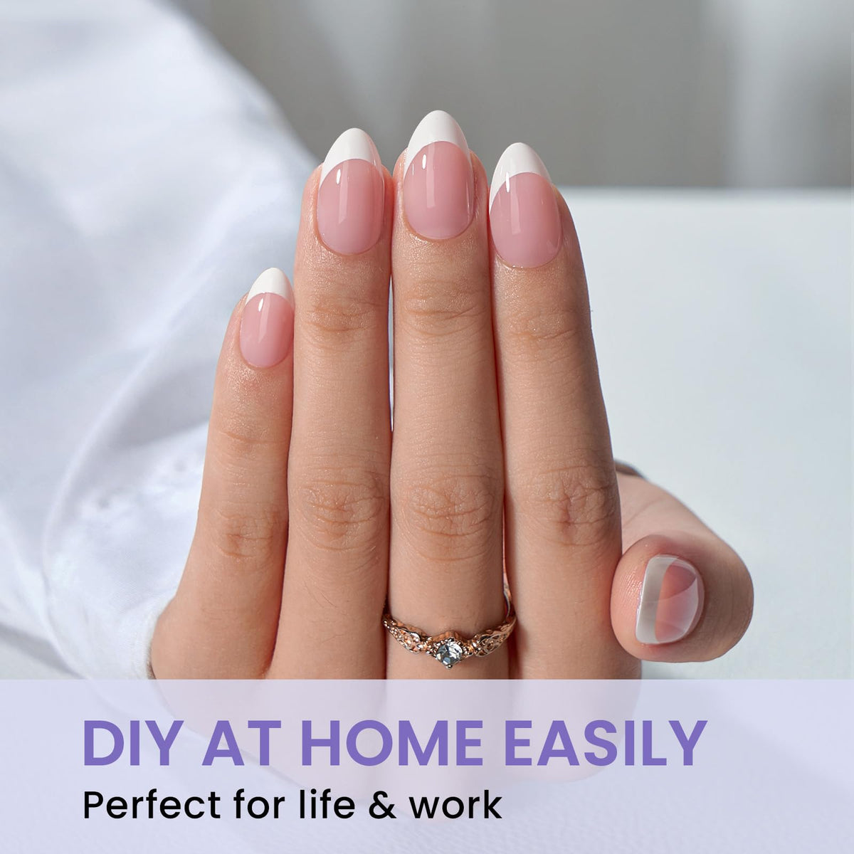 BTArtbox Half Cover Clear Fake Nails with Case, Long Square, 500 Pcs
