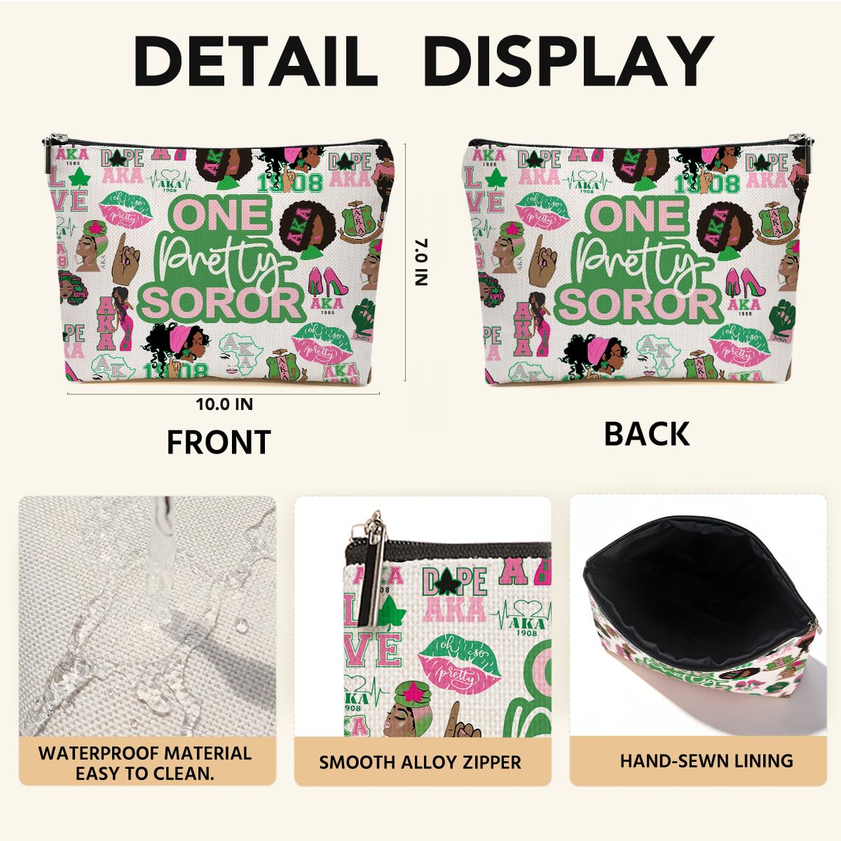 JIUWEIHU Goth Cat Makeup Bag, Funny Cat Cosmetic Bags Travel Organizer Bag
