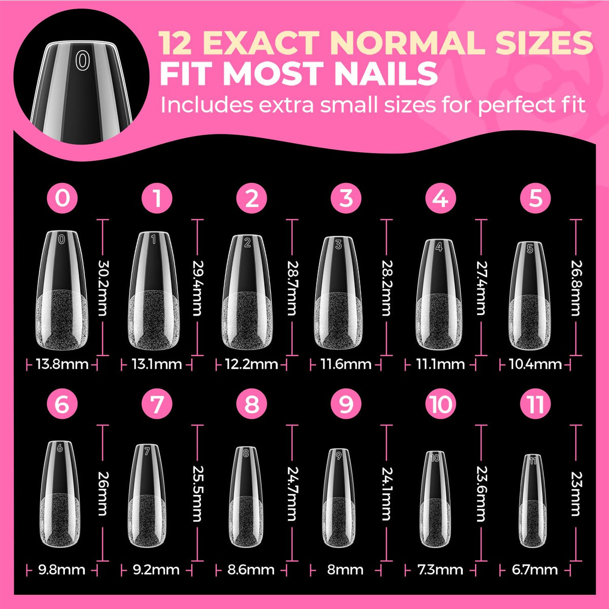 UNA GELLA Almond Gel Nail Tips 504PCS Pre-Etched Clear Fake Nails Tips