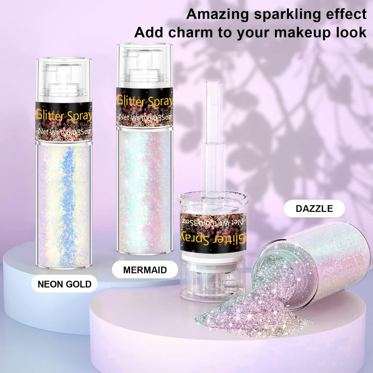 Scarman Hair and Body Glitter Spray, 1PC Glint-Rainbow Hairspray Powder