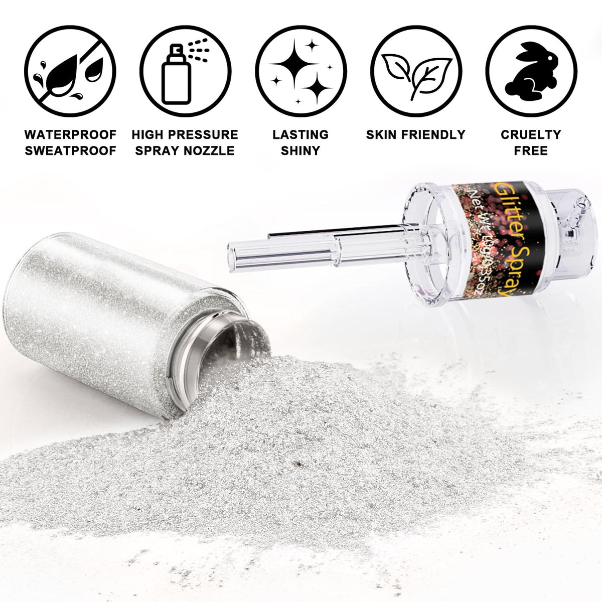 Scarman Hair and Body Glitter Spray, 1PC Glint-Rainbow Hairspray Powder
