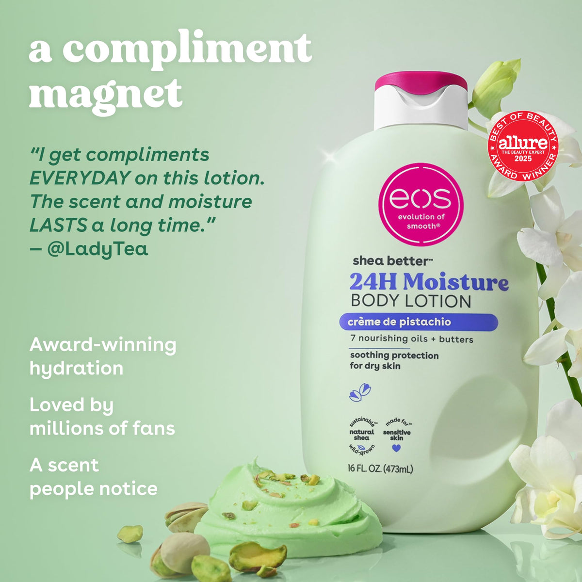 eos Natural Shea Better Body Lotion, Fresh & Cozy, 16 fl oz
