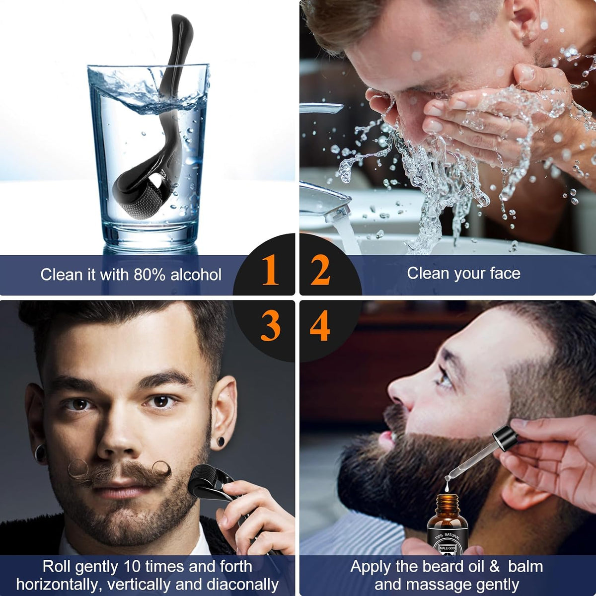 MALE GOD Beard Kit, Beard Growth Kit w/Natural Ingredients Beard Oil & Balm & Comb, Beard Growth Oil w/4X Thickening Biotin, Fathers Day | Chrismtas | Birthday Gifts for Men Him Husband Boyfriend Dad