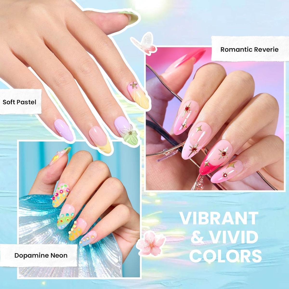 Beetles Gel Nail Polish Set, 63 PCS 55 Colors Gel Polish Kit with Base Coat