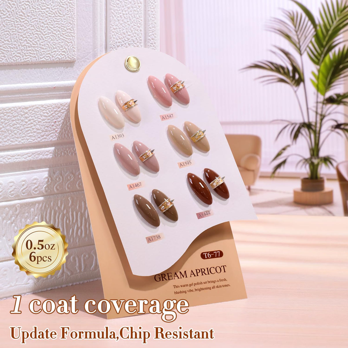 Double Rhythm 6 Pcs 15 ML Gel Polish Set Same Color Same Bottle Soak Off Gel Polish Kit Nail Art Manicure Salon DIY at Home for Women (Dark Light Brown Orange Maroon-T6-6)