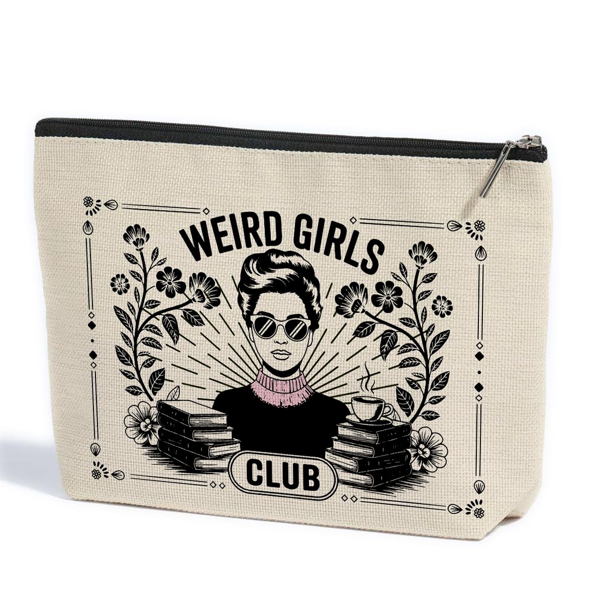ZHAMEN Vintage Makeup Bag Weird Girls Cosmetic Bag for Women