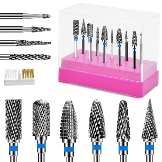 CGBE Nail Drill Bits Set: 10PCS Tungsten Carbide Drill Bits for Nail Drill