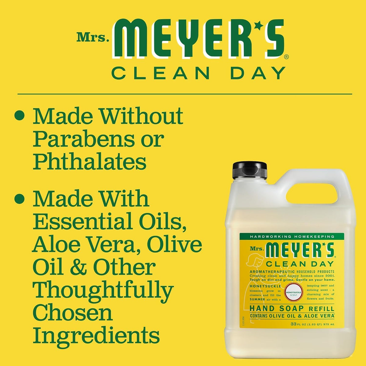 Mrs. Meyer's Clean Day, Hand Soap Refill, Lemon Verbena Scent, 33 Fl Oz