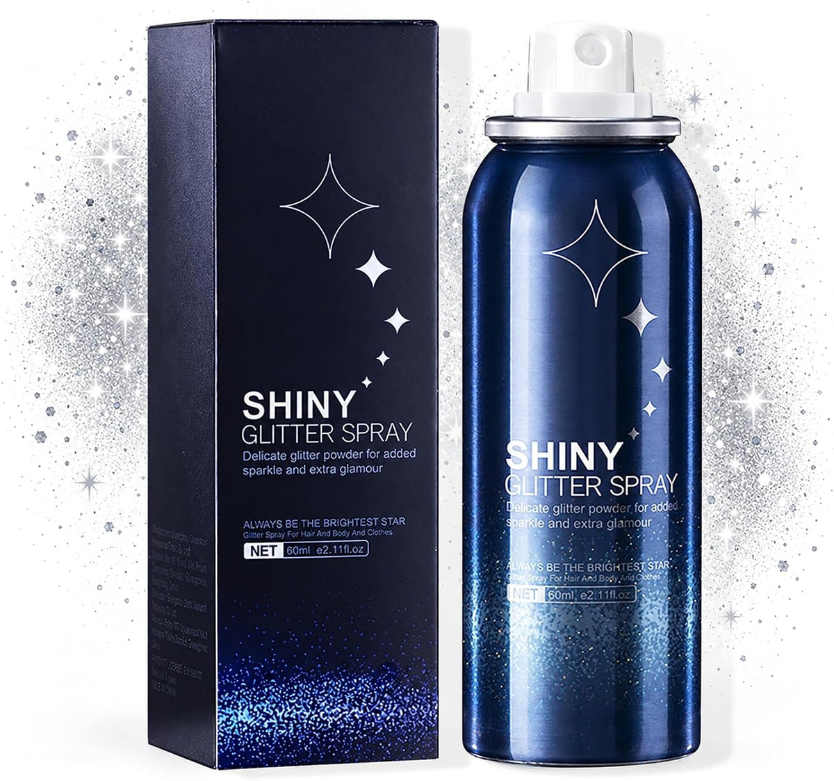 HANYWIL Body Glitter, Glitter Spray for Hair and Body, Spray, Hairspray Clothes, Long-Lasting Shimmer Suitable Stage, Festival Rave Makeup Prom 2.11 Fl Oz