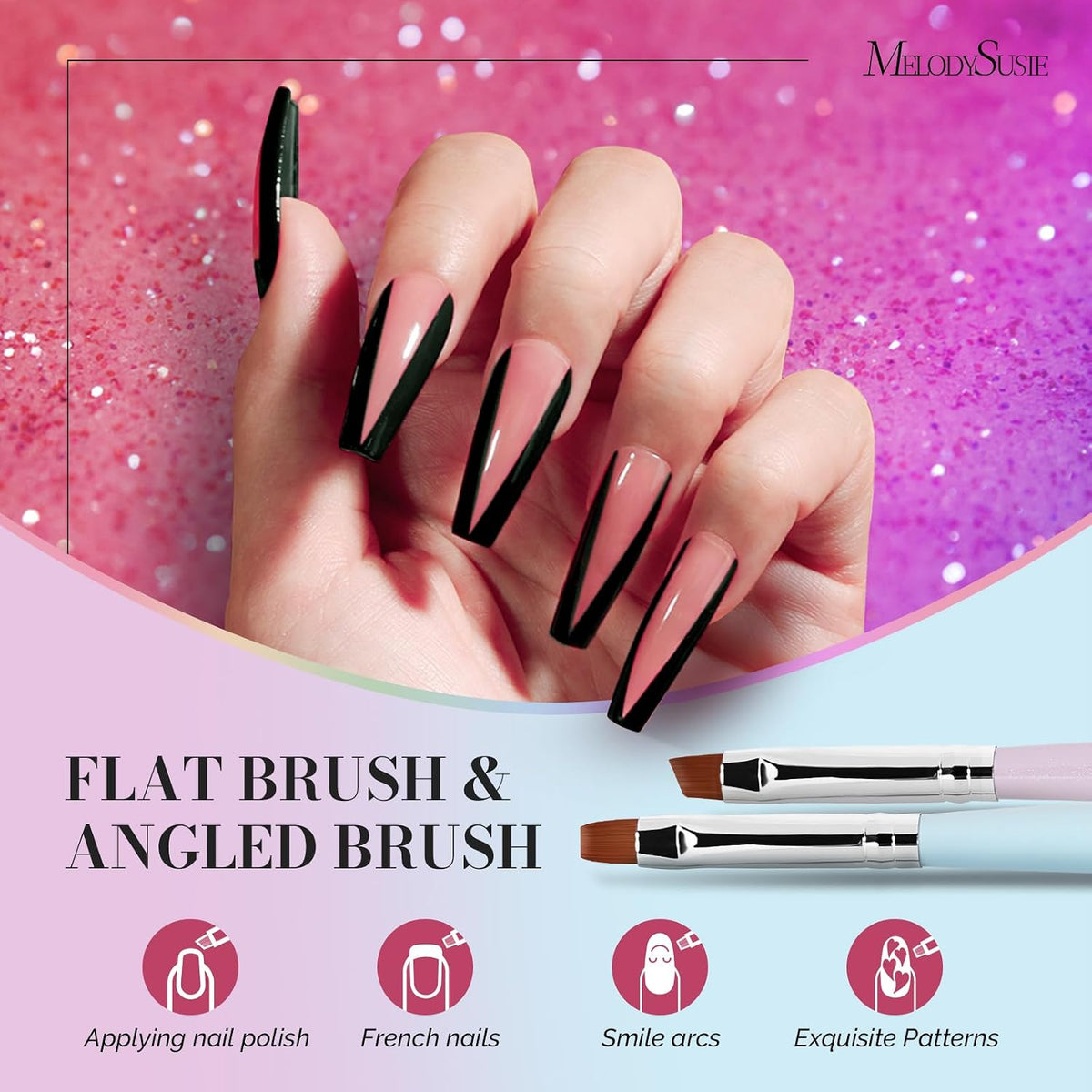 MelodySusie Nail Art Brushes Set, 6pcs Nail Art Design Pen Painting Tools
