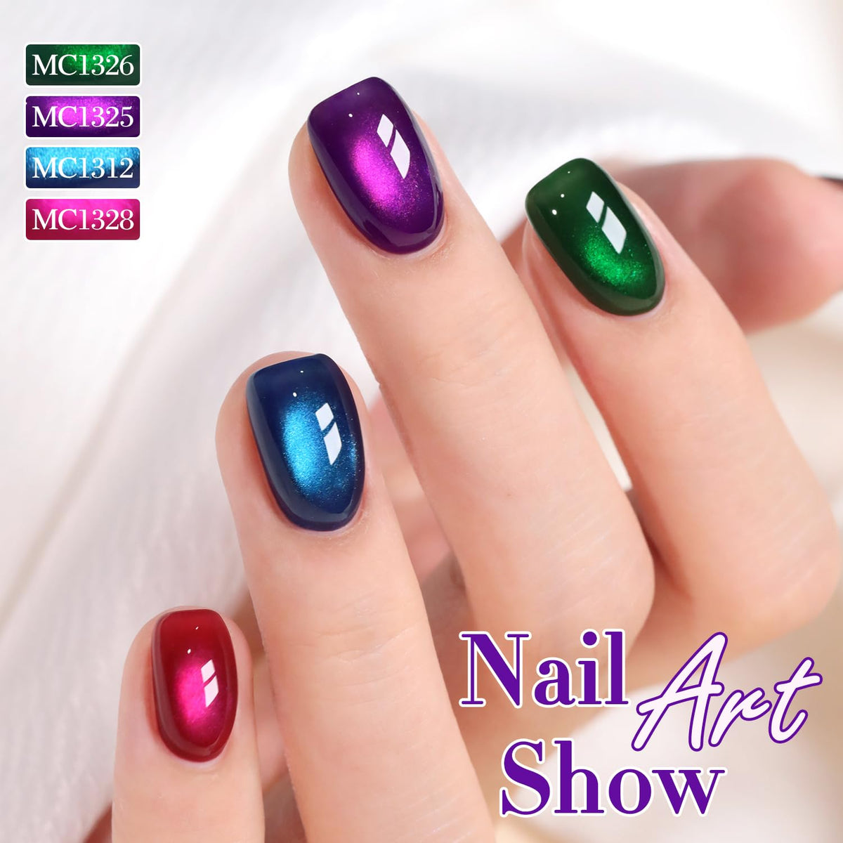 Double Rhythm Cat Eye Gel Nail Polish Set of 6 Same Color Same Bottle 0.5 Oz Shimmer Glitter with Magnet Holographic Magnetic UV Nail Polish Kit (Blush Fuchsia Magenta Purple Violet Lavender -T6-107)