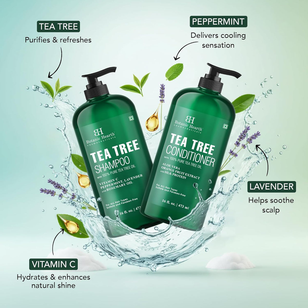 Botanic Hearth Tea Tree Shampoo And Conditioner Set - 16 Fl oz Each
